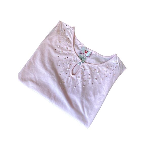 Quacker Factory Powder Pink Embellished Beaded Tank Womens 1X - Picture 1 of 11